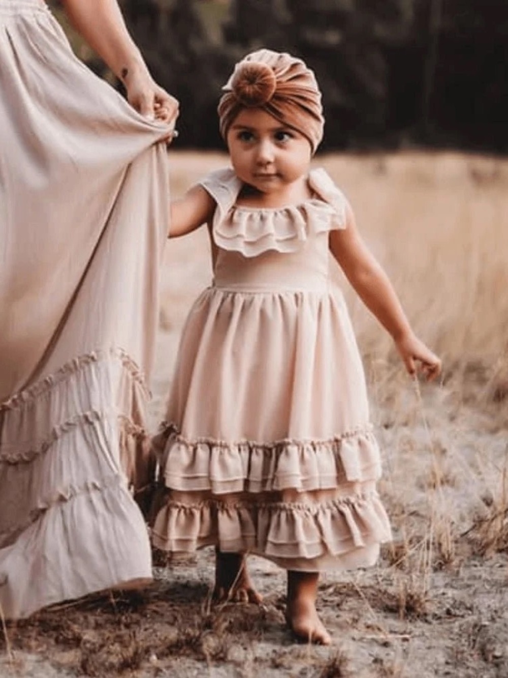 Girls Cream Ruffle Dress - Picture 3 of 4